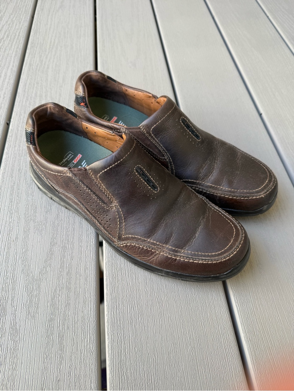 Clarks Unstructured Men’s Brown Leather Slip On Loafers Size 12.5